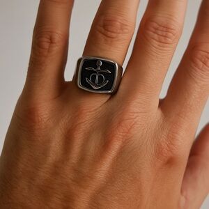574- Nautical Anchor Stainless Steel Men’s Ring Size 10 NWT